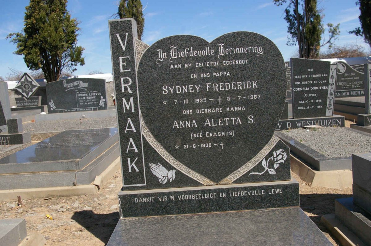 VERMAAK Sydney Frederick 1935-1983 &amp; Anna Aletta S. ERASMUS 1938-