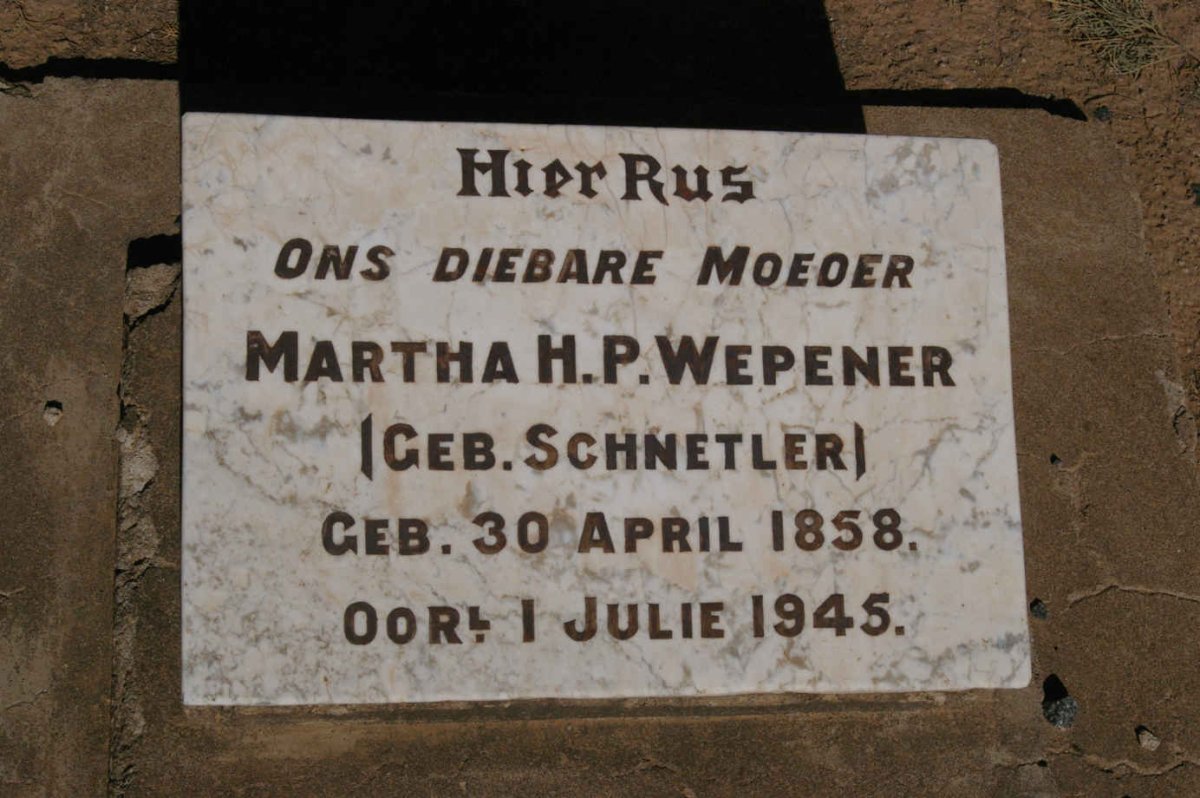 WEPENER Martha H.P. nee SCHNETLER 1858-1945
