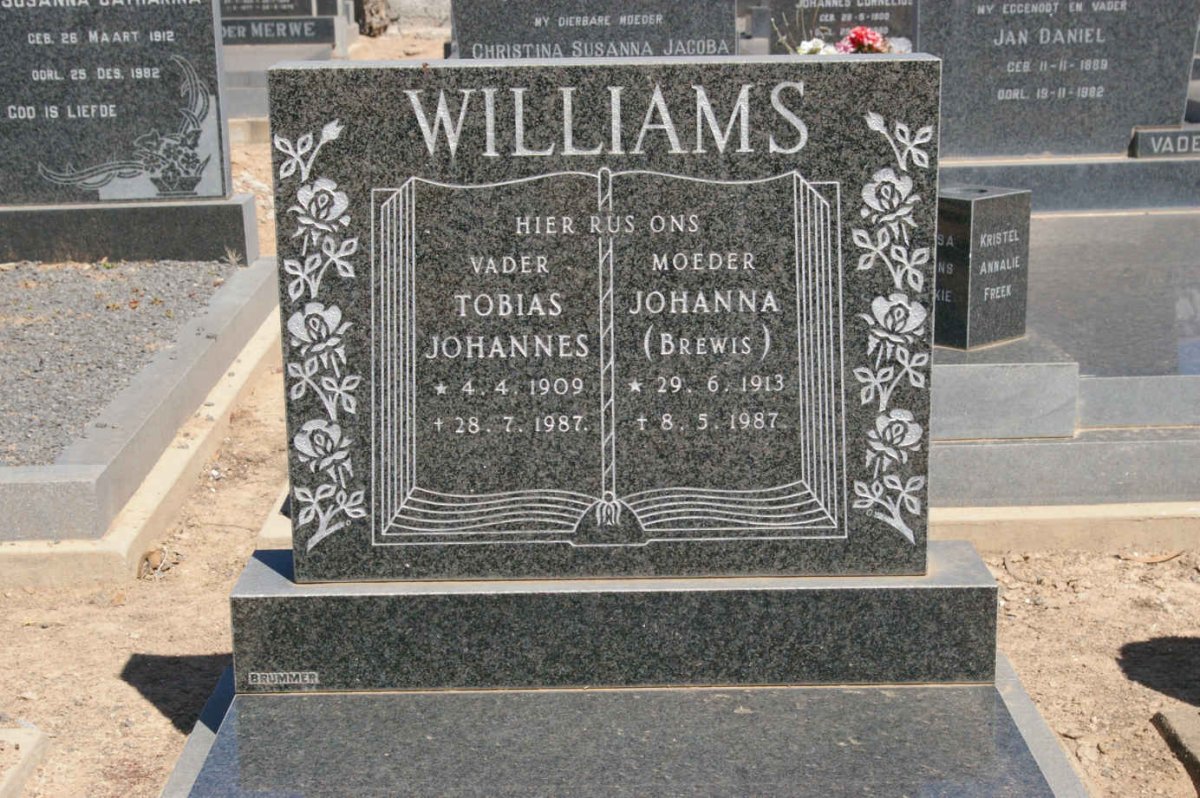 WILLIAMS Tobias Johannes 1909-1987 &amp; Johanna BREWIS 1913-1987