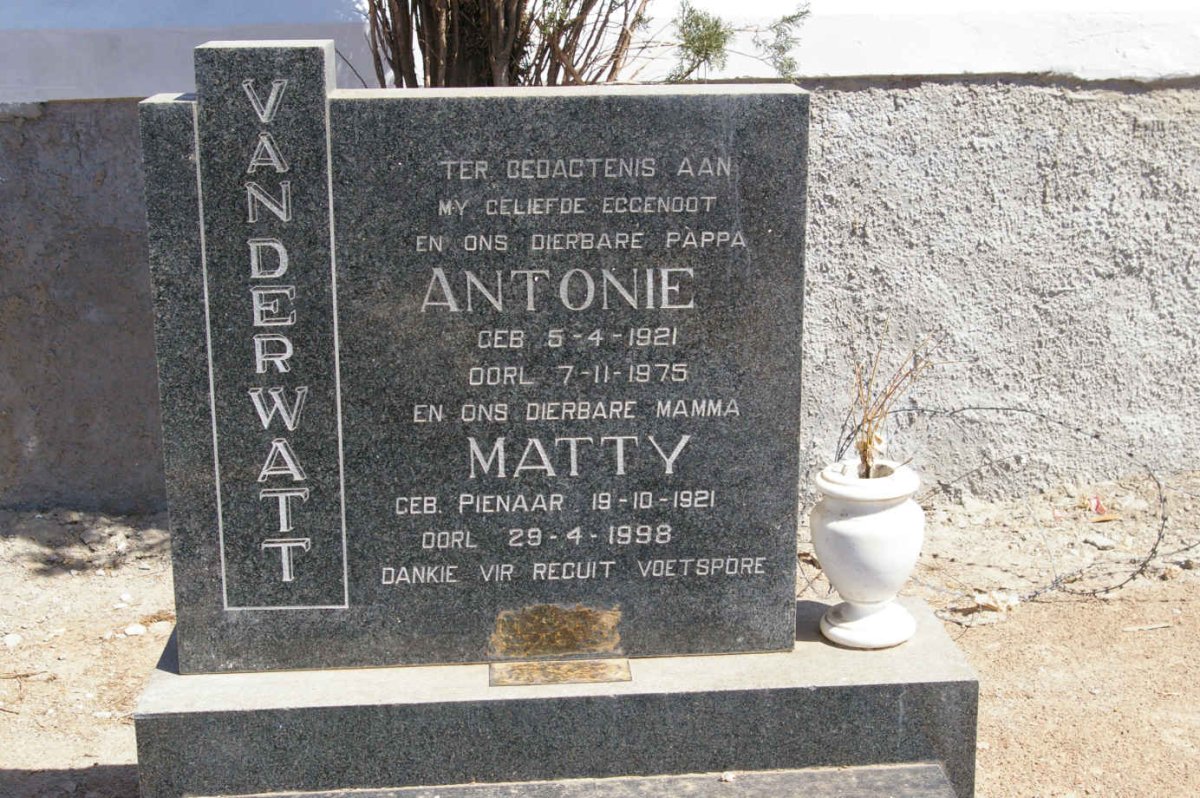 WATT Antonie, van der 1921-1975 &amp; Matty PIENAAR 1921-1998