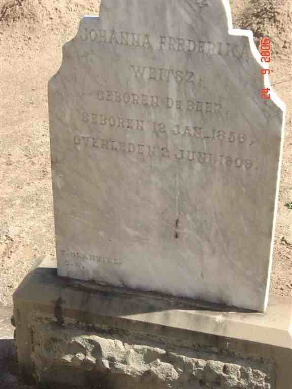 WEITSZ Johanna Frederika nee DE BEER 1856-1909