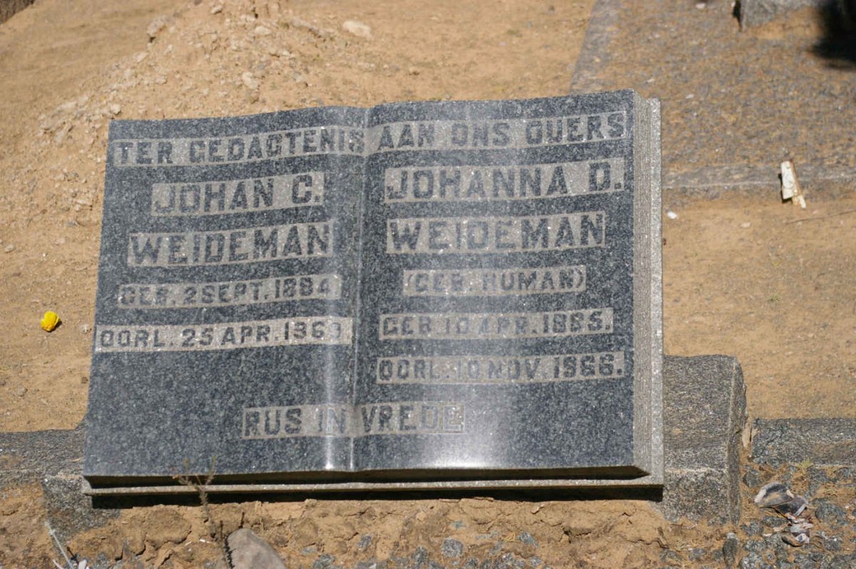 WEIDEMAN Johan C. 1884-1969 &amp; Johanna D. HUMAN 1885-1966