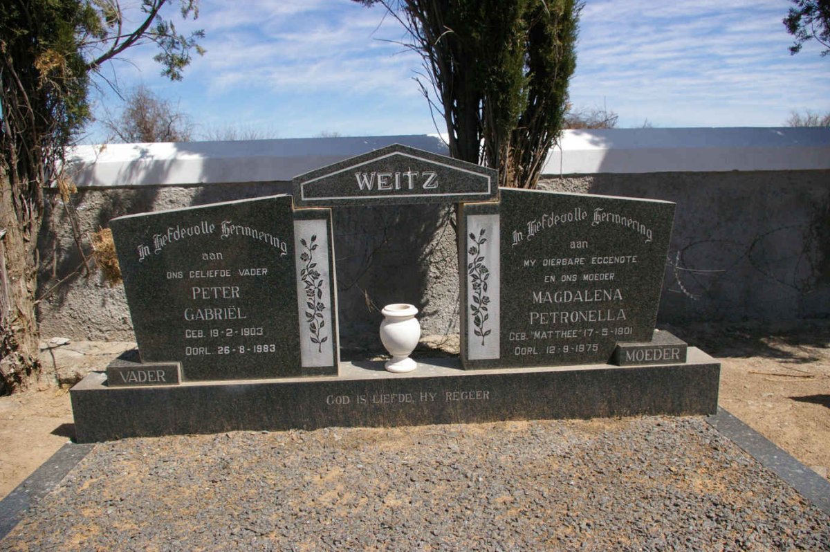 WEITZ Peter Gabriel 1903-1983 &amp; Magdalena Petronella MATTHEE 1901-1975