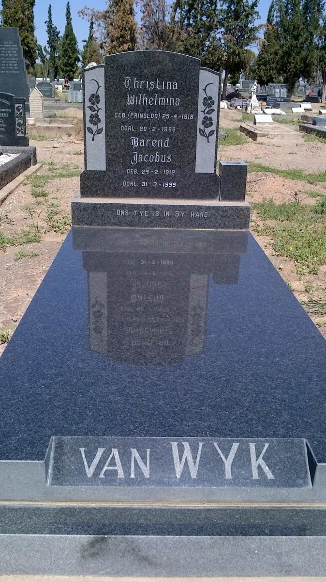 WYK Barend Jacobus, van 1912-1999 &amp; Christina Wilhelmina PRINSLOO 1918-1986