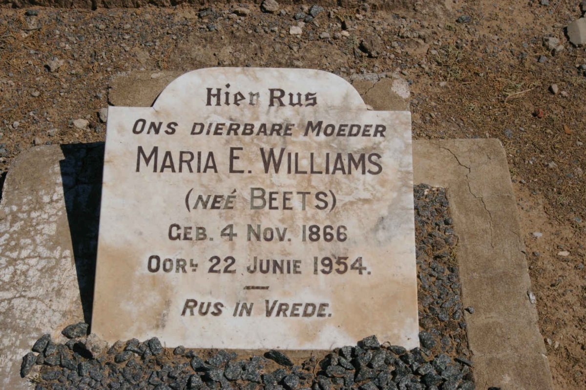 WILLIAMS Maria E. nee BEETS 1866-1954