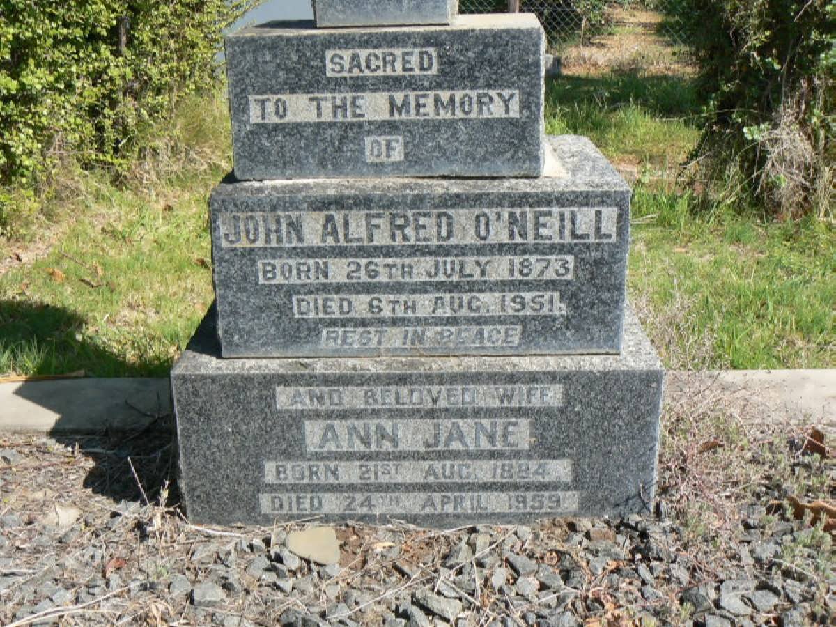 O'NEILL John Alfred 1873-1951 &amp; Ann Jane 1884-1959