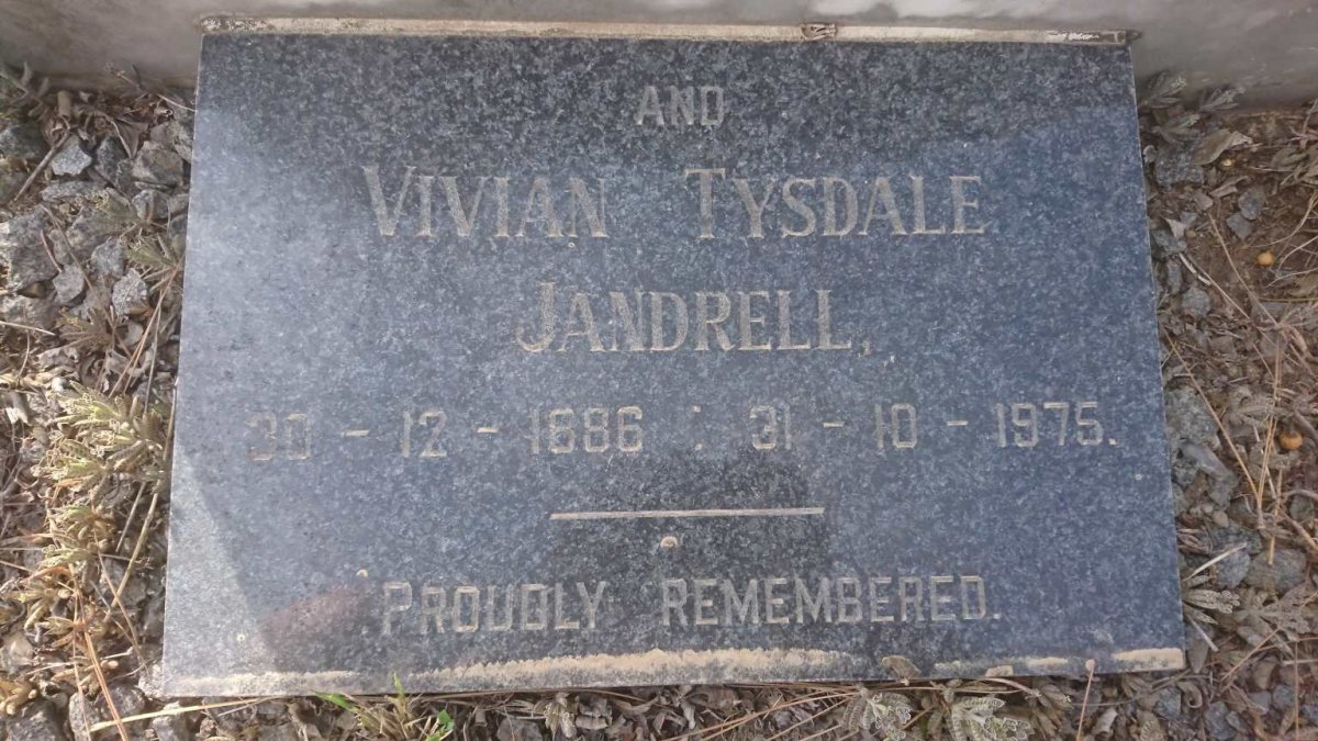 JANDRELL Vivian Tysdale 1886-1975 :: JANDRELL Winifred nee DICKINSON 1900-1938