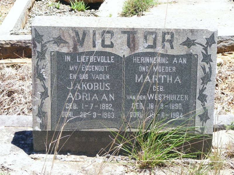 VICTOR Jakobus Adriaan 1882-1963 &amp; Martha VAN DER WESTHUIZEN 1890-1964