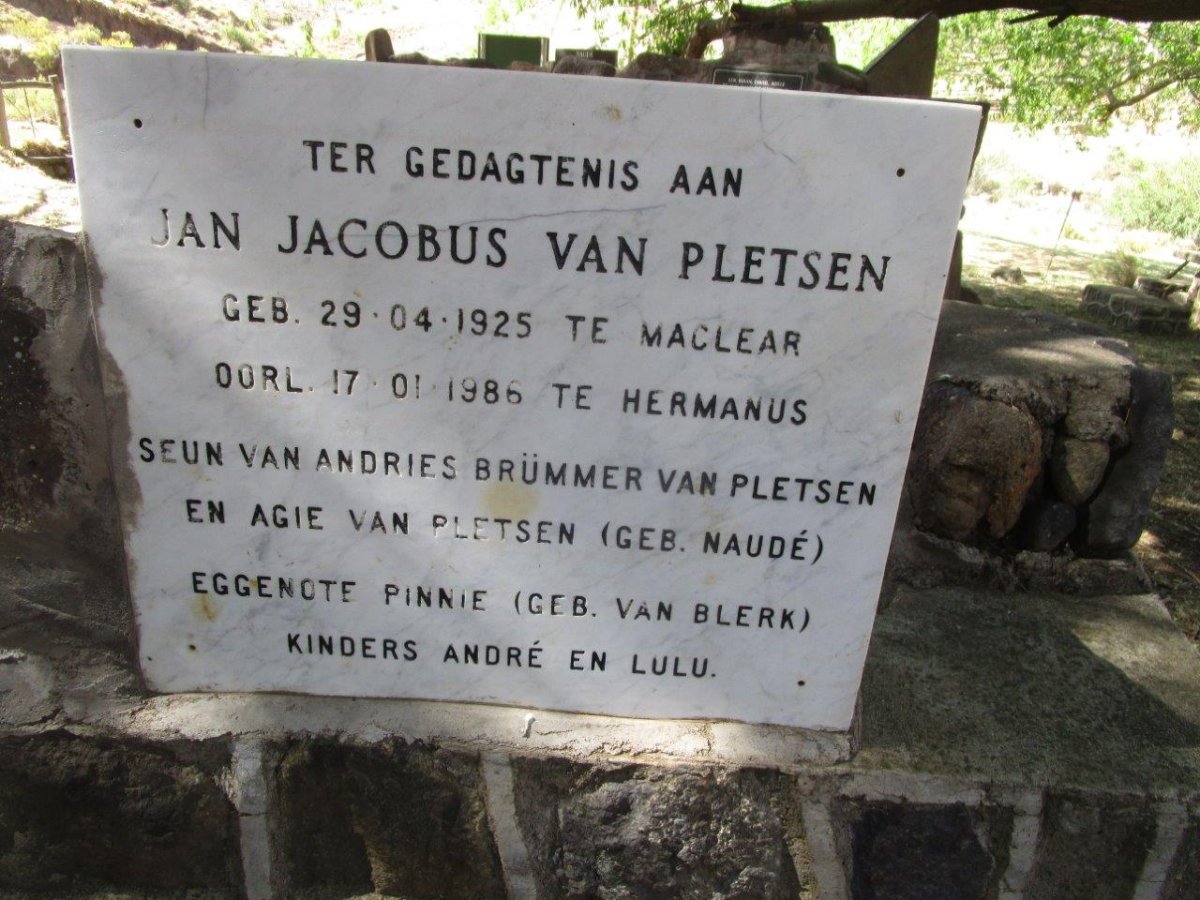 PLETSEN Jan Jacobus, van 1925-1986