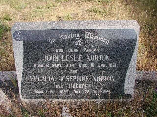 NORTON John Leslie 1894-1961 &amp; Eulalia Josephine TIDBURY 1894-1961