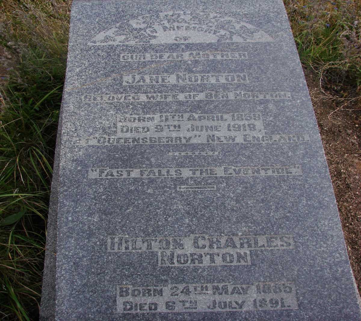 NORTON Jane 1858-1918 :: NORTON Hilton Charles 1885-1891