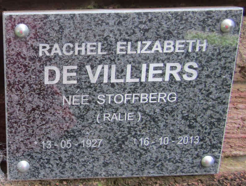 VILLIERS Rachel Elizabeth, de nee STOFFBERG 1926-2013