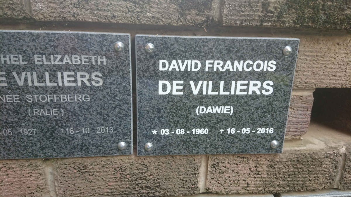 VILLIERS David Francois, de 1960-2016