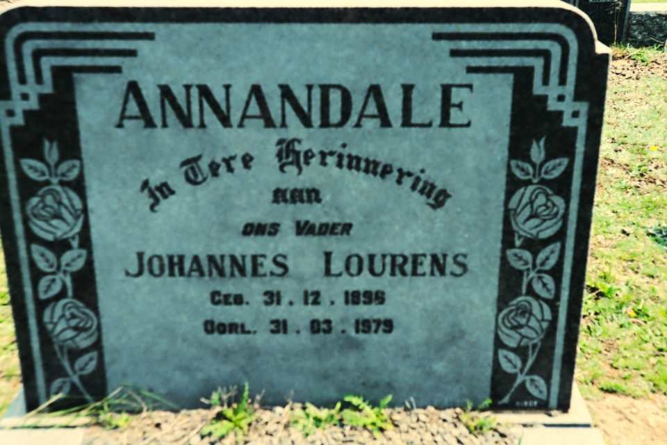 ANNANDALE Johannes Lourens 1896-1979 &amp; Anna Maria Elizabeth VAN NIEKERK 1895-1962
