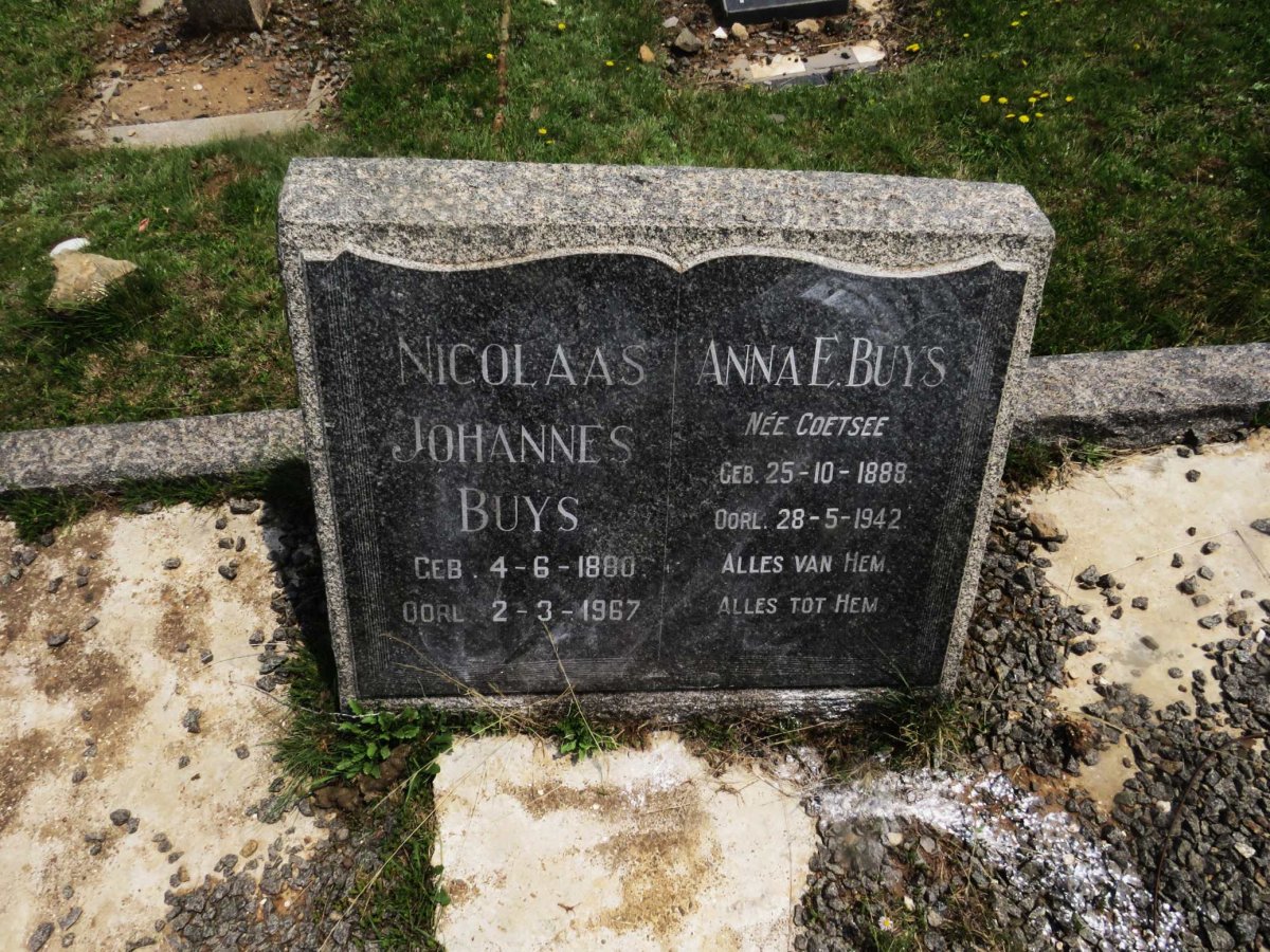 BUYS Nicolaas Johannes 1880-1967 &amp; Anna E. COETSEE 1888-1942