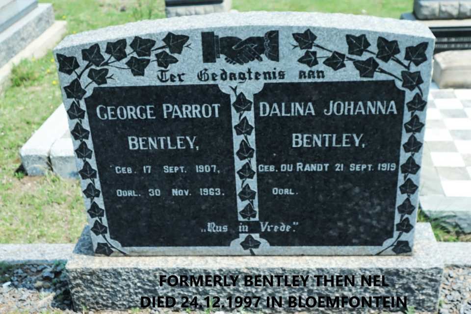 BENTLEY George Parrot 1907-1963 &amp; Dalina Johanna DU RANDT 1919-