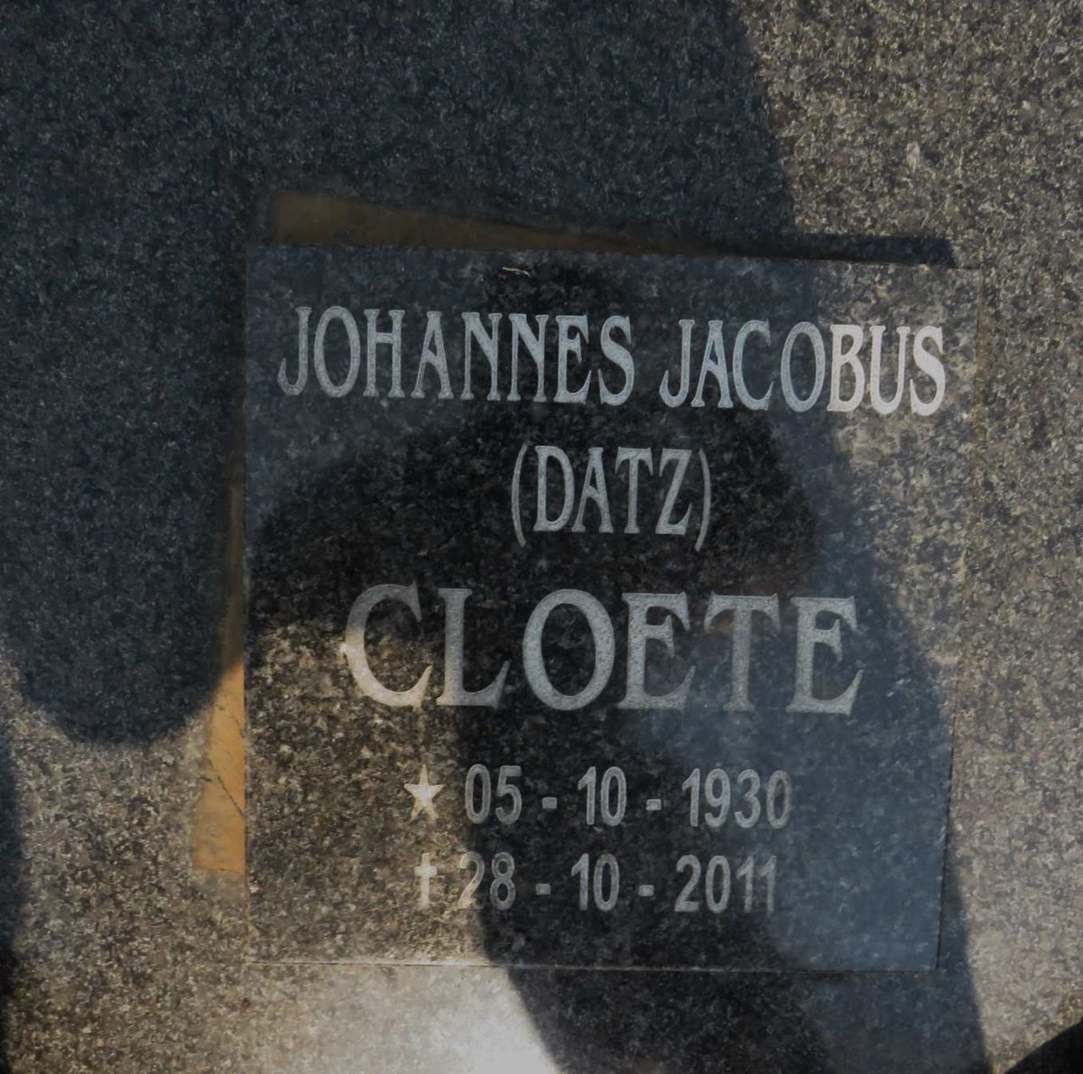CLOETE Johannes Jacobus 1930-2011