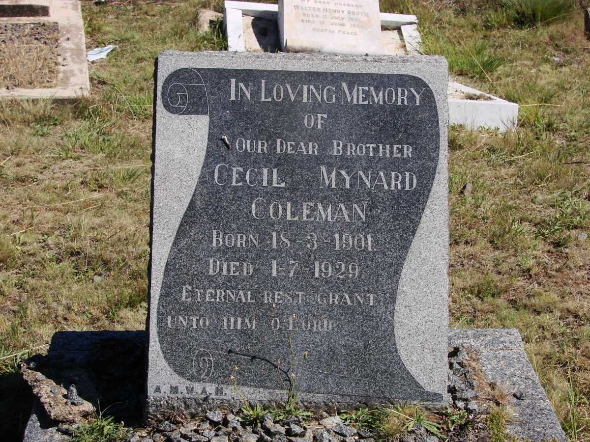 COLEMAN Cecil Mynard 1901-1929