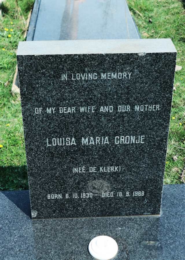 CRONJE Louisa Maria nee DE KLERK 1930-1969