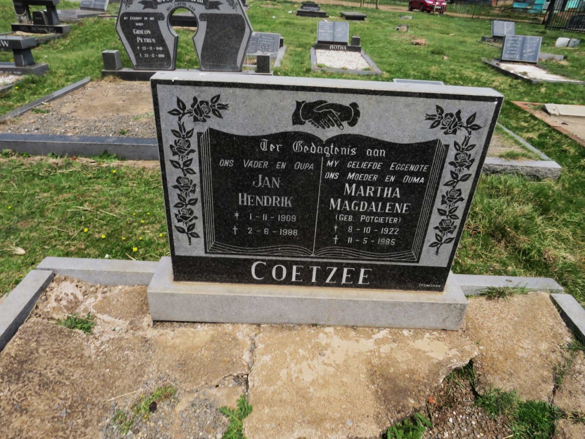 COETZEE Jan Hendrik 1909-1988 &amp; Martha Magdalene POTGIETER 1922-1985