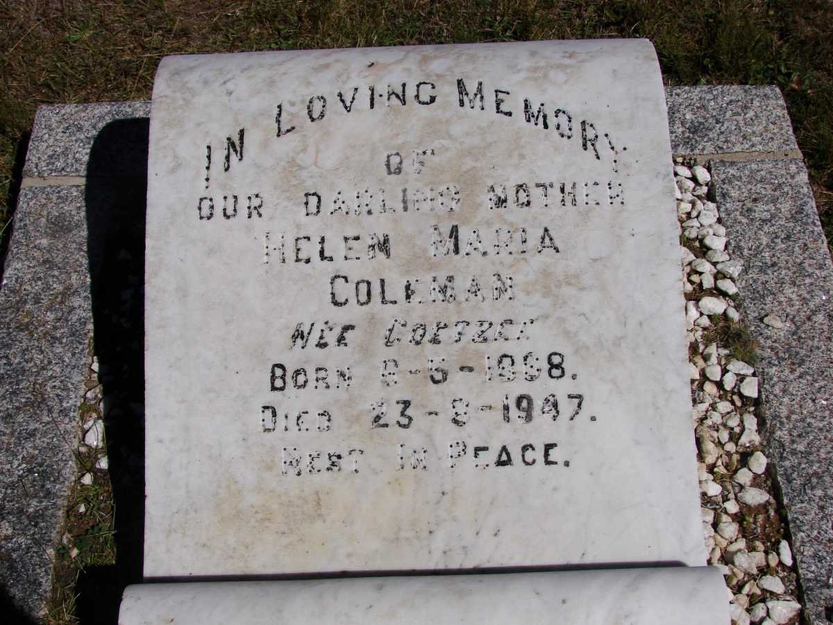 COLEMAN Helen Maria nee COETZER 1888-1947
