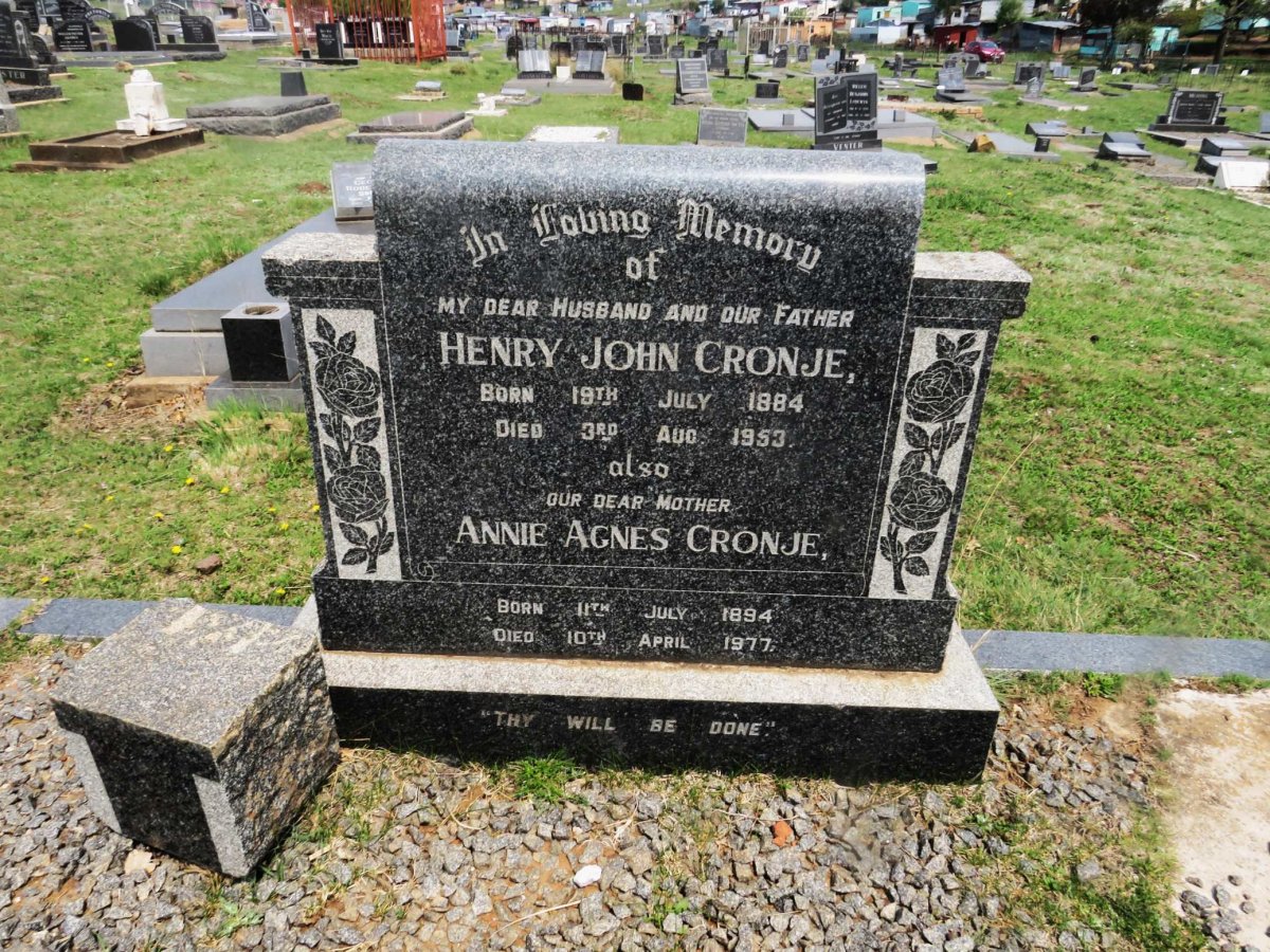 CRONJE Henry John 1884-1953 &amp; Annie Agnes 1894-1977