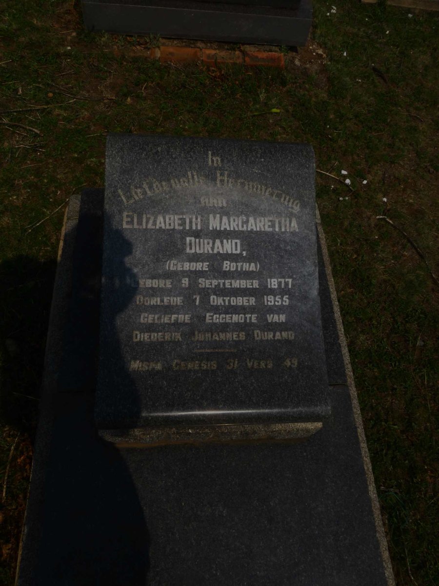 DURAND Elizabeth Margaretha nee BOTHA 1877-1955