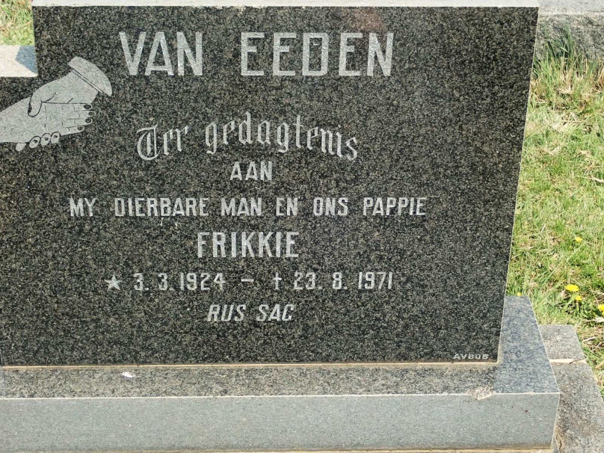 EEDEN Frikkie, van 1924-1971