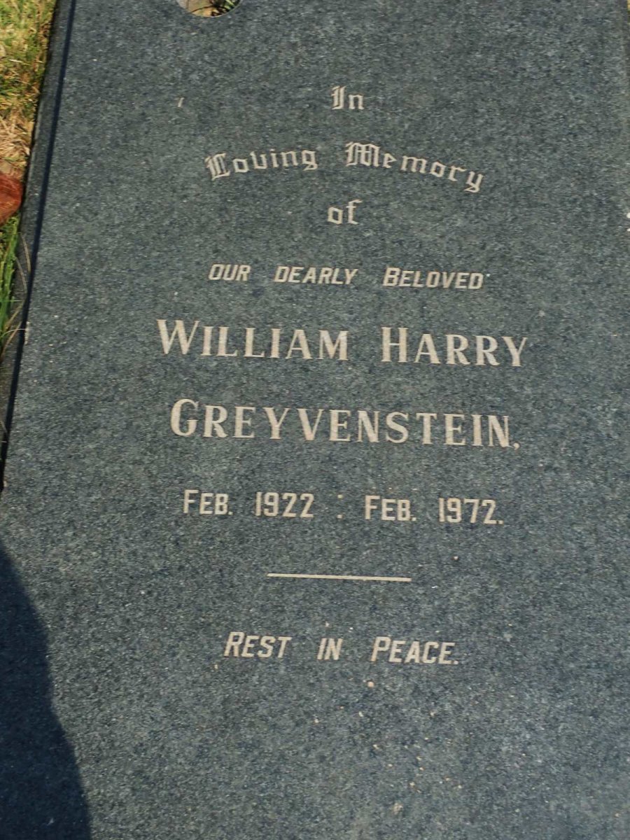 GREYVENSTEIN William Harry 1922-1972