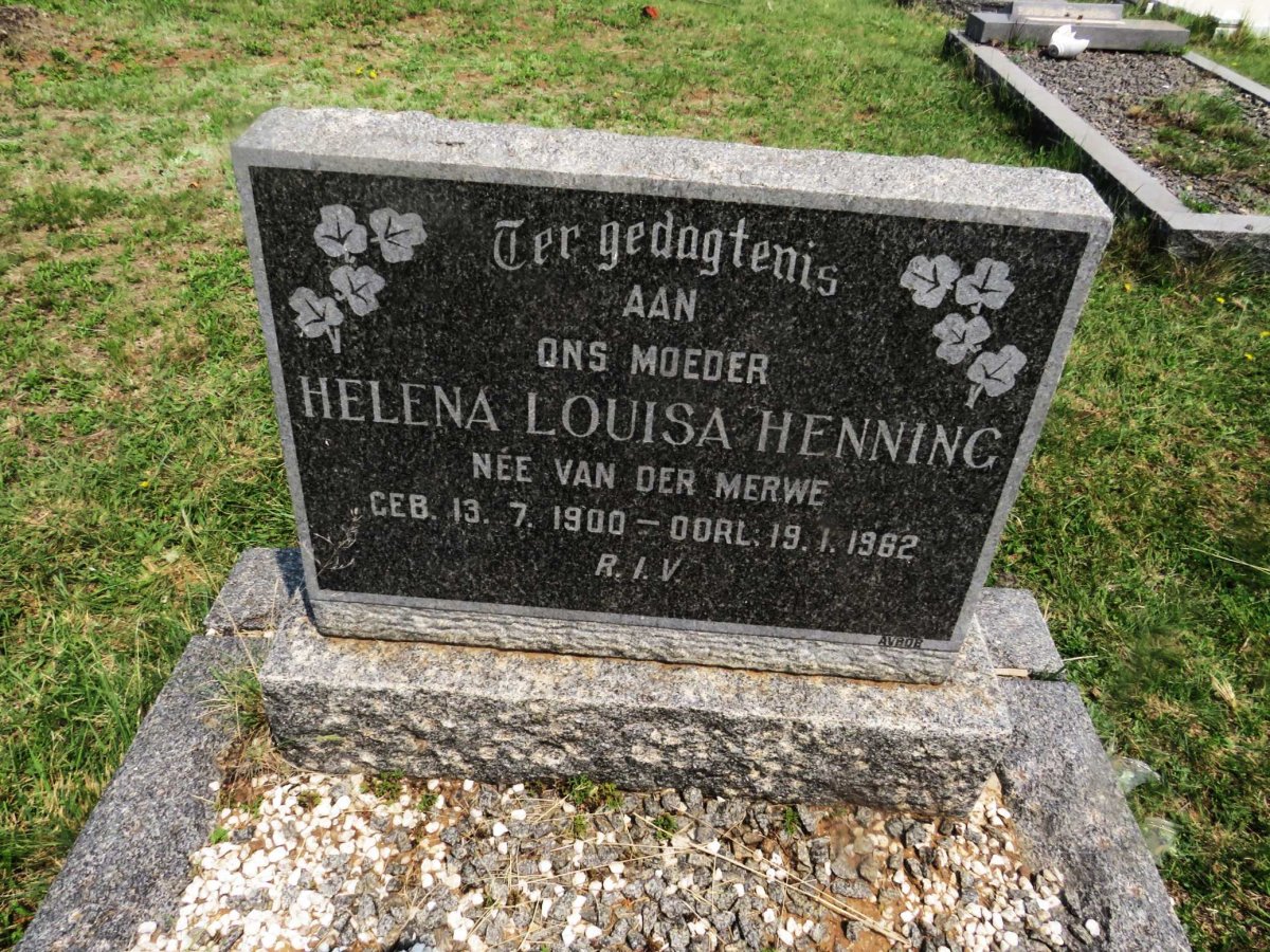 HENNING Helena Louisa nee VAN DER MERWE 1900-1962