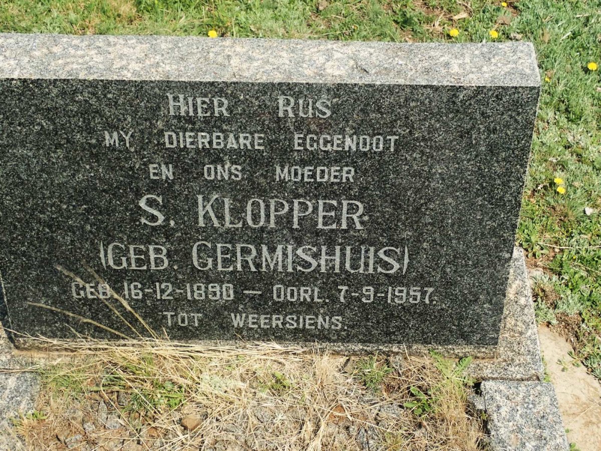 KLOPPER S. nee GERMISHUIS 1890-1957