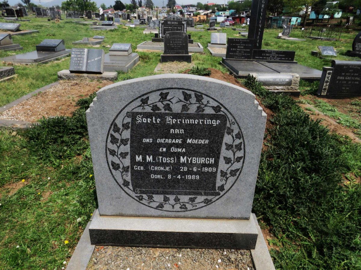 MYBURGH M.M. nee CRONJE 1909-1989