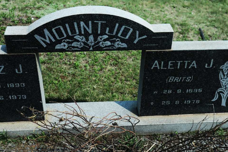 MOUNTJOY Fritz J. 1893-1973 &amp; Aletta J. BRITS 1895-1976