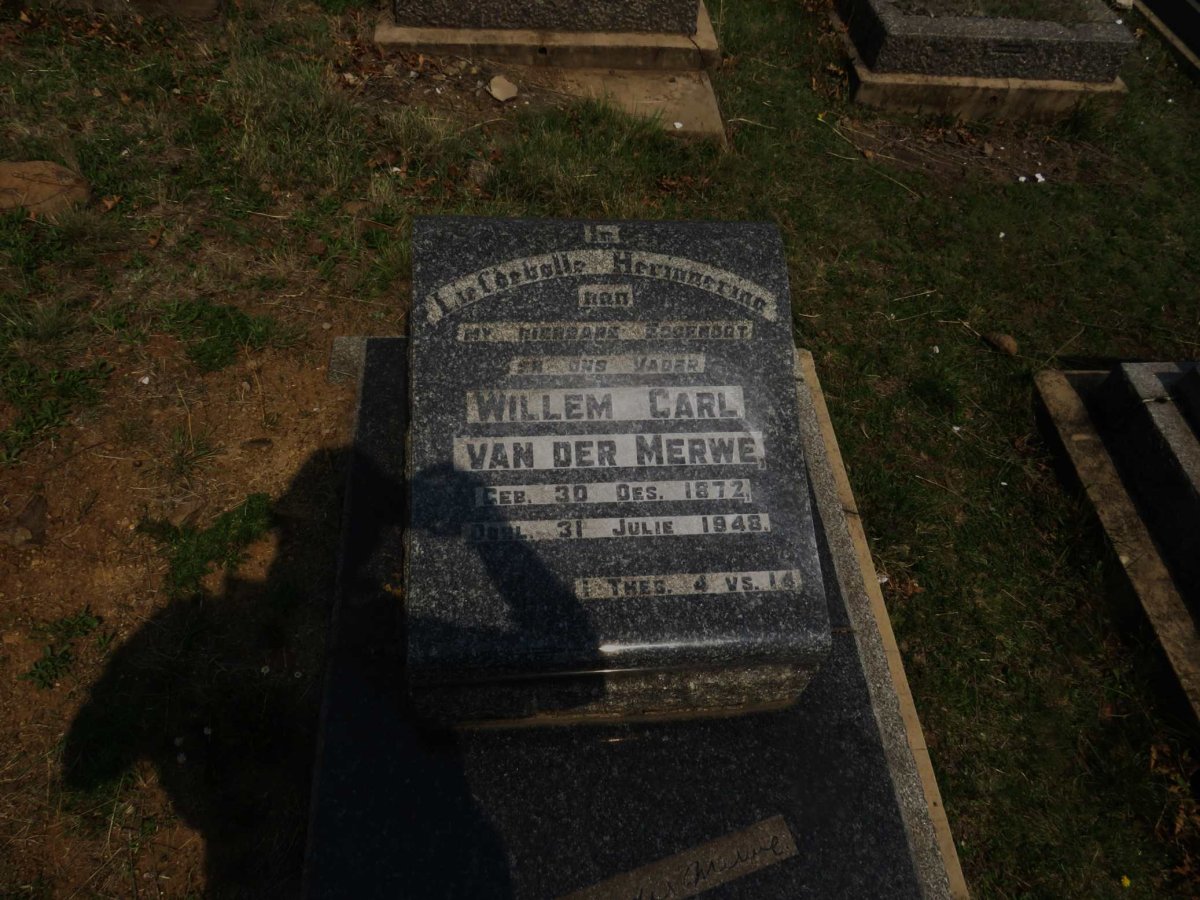 MERWE Willem Carl, van der 1872-1948
