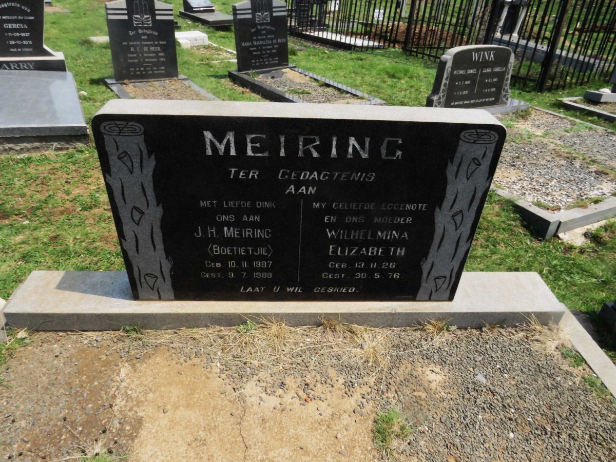 MEIRING Wilhelmina Elizabeth 1928-1976 :: MEIRING J.H. 1987-1988
