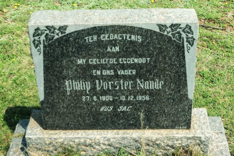 NAUDE Philip Vorster 1900-1956