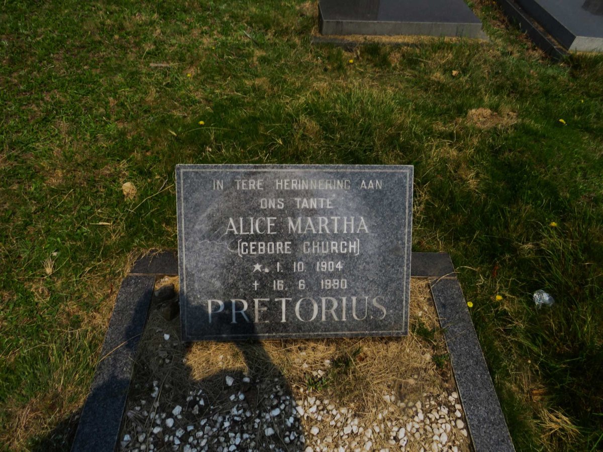 PRETORIUS Alice Martha nee CHURCH 1904-1980
