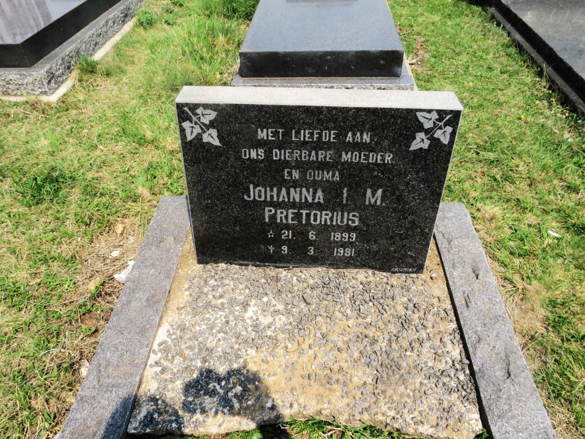 PRETORIUS Johanna I.M. 1899-1991