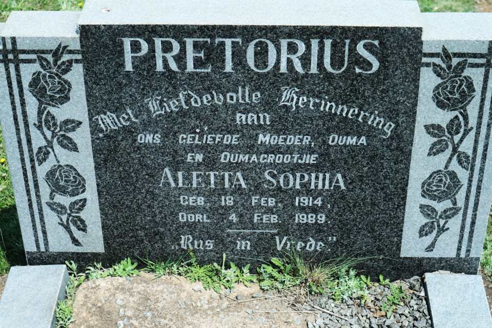 PRETORIUS Aletta Sophia 1914-1989