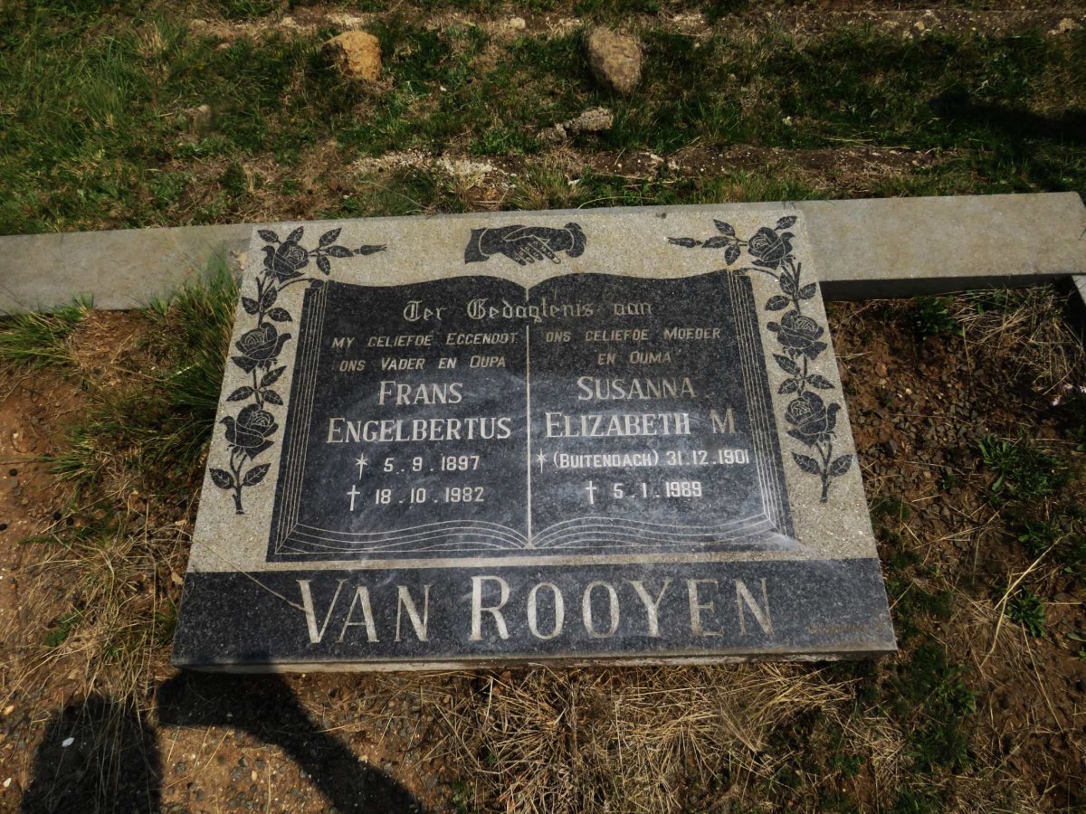 ROOYEN Frans Engelbertus, van 1897-1982 &amp; Susanna Elizabeth M. BUITENDACH 1901-1989