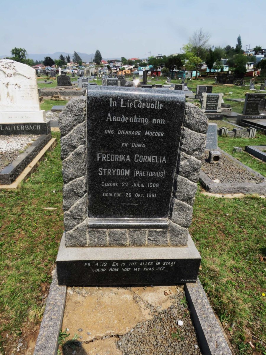 STRYDOM Fredrika Cornelia nee PRETORIUS 1908-1991