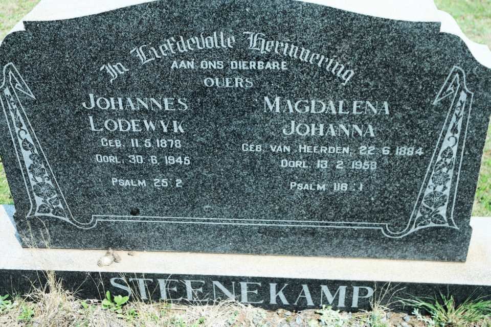 STEENEKAMP Johannes Lodewyk 1878-1945 &amp; Magdalena Johanna VAN HEERDEN 1884-1958