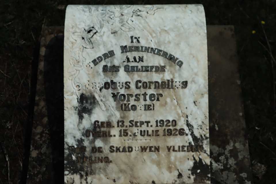 VORSTER Jacobus Cornelius 1920-1926