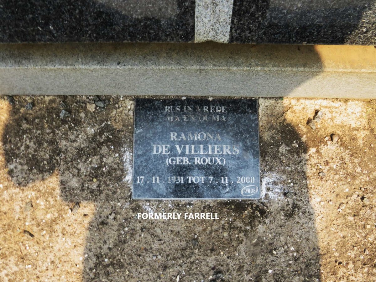 VILLIERS Ramona, de nee ROUX 1931-2000