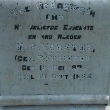 VORSTER M.P. nee POTGIETER 1872-1933