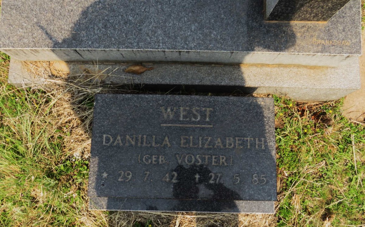 WEST Danilla Elizabeth nee VOSTER 1942-1985