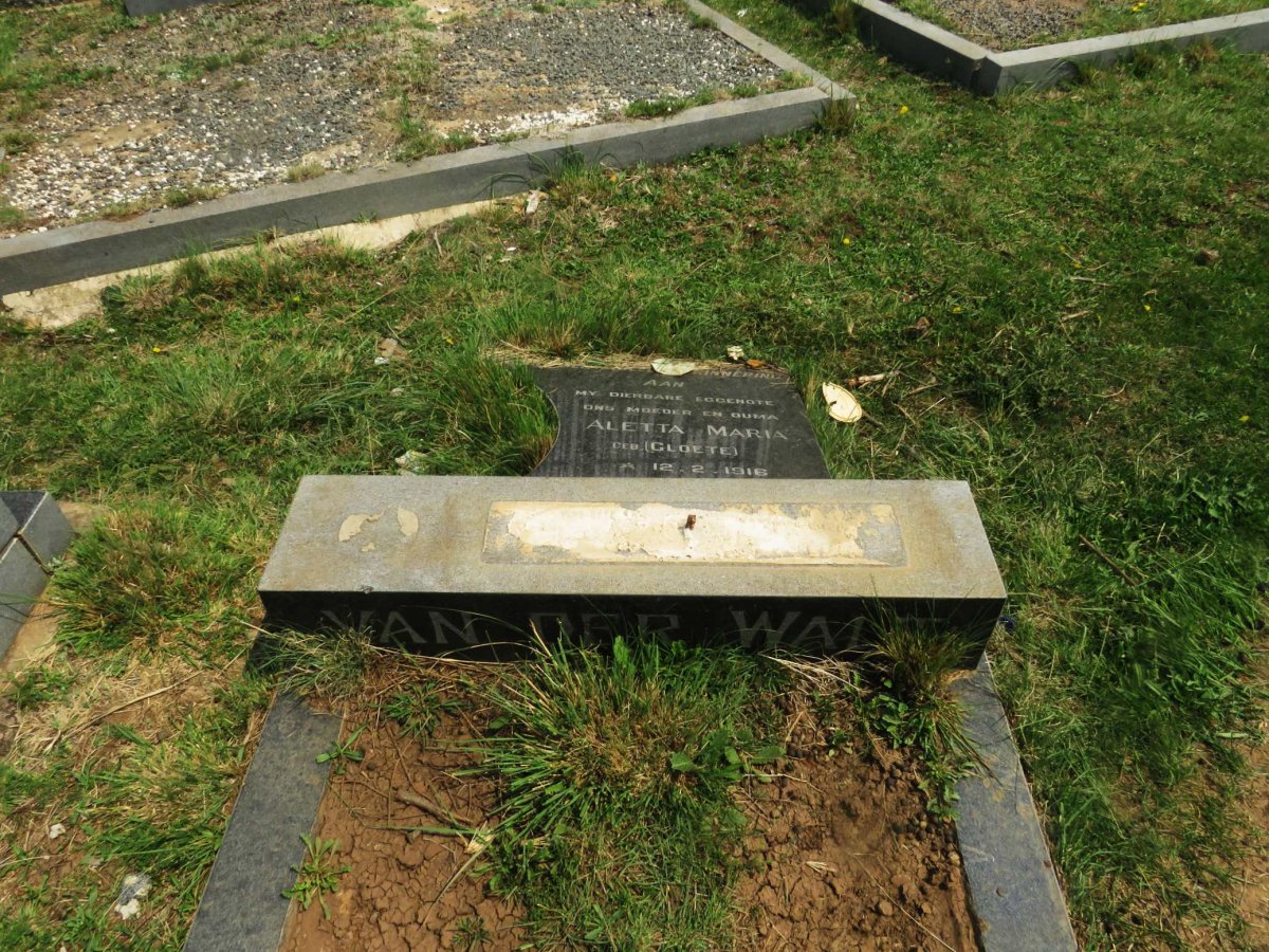 WALT Aletta Maria, van der nee CLOETE 1916-1976