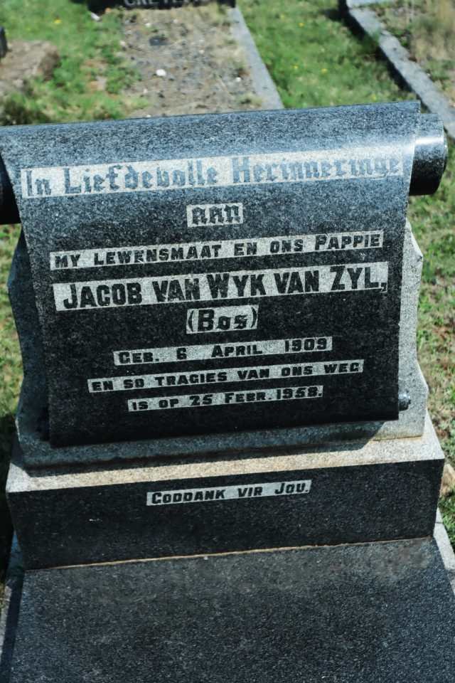 ZYL Jacob Van Wyk, van 1909-1958