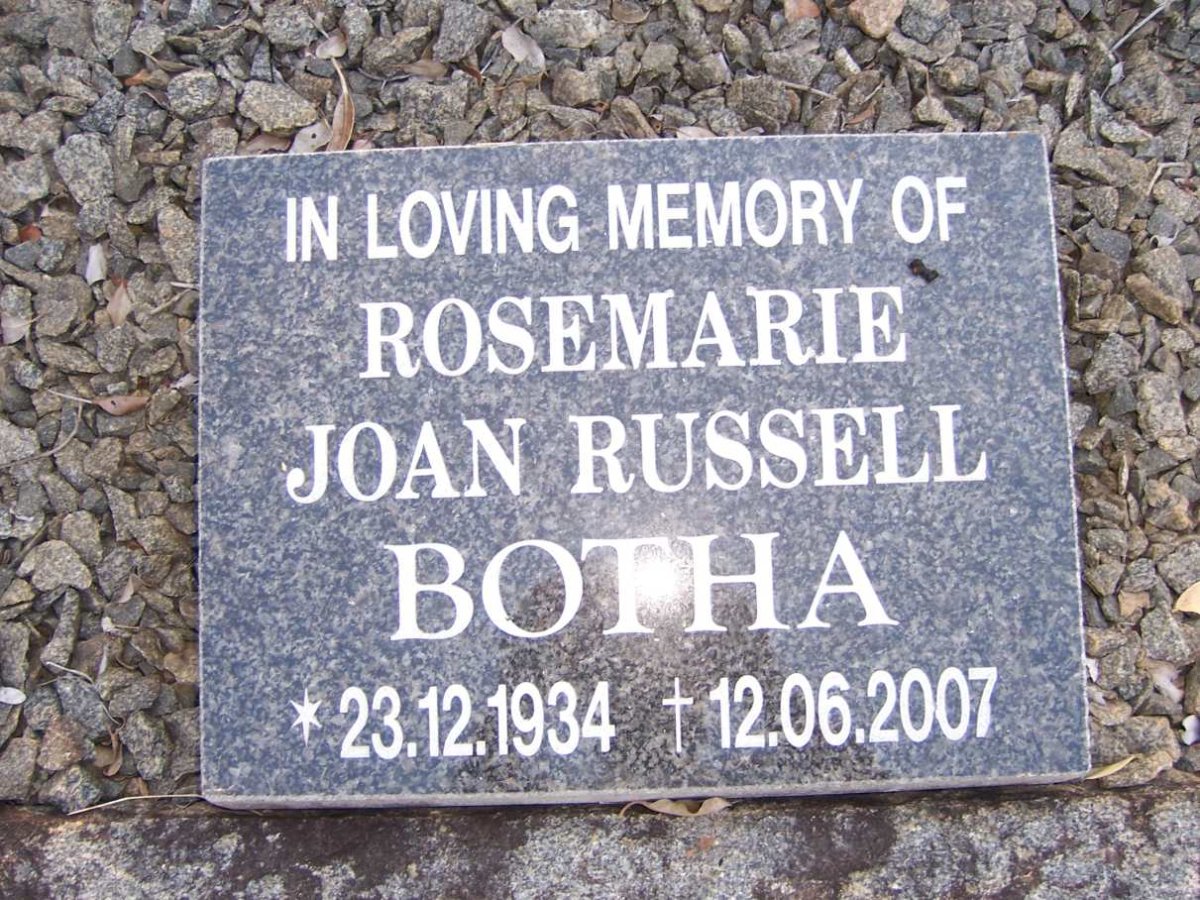 BOTHA Rosemarie Joan Russell 1934-2007