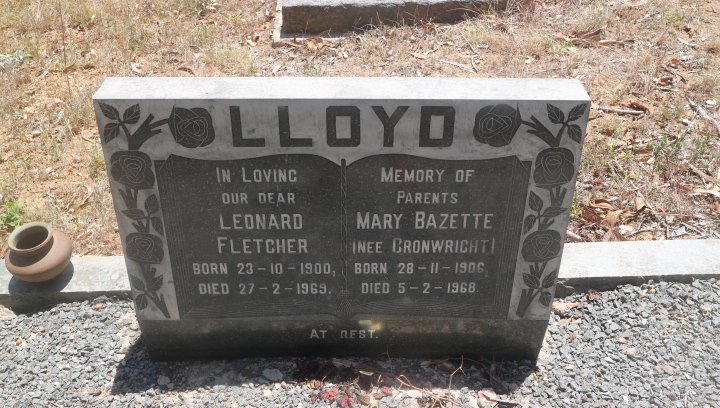 LLOYD Leonard Fletcher 1900-1969 &amp; Mary Bazette CRONWRIGHT 1906-1968